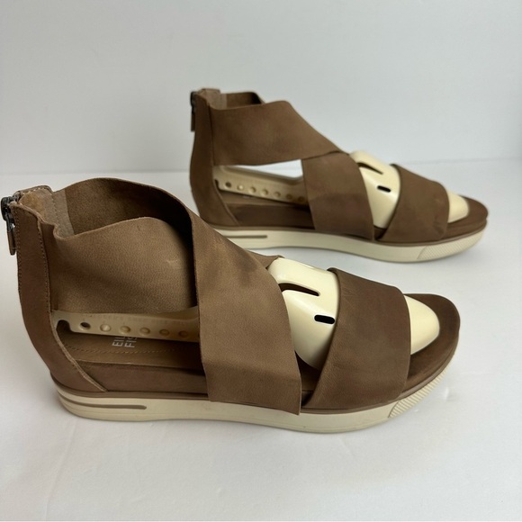 Eileen Fisher Women's Sport Sandals Size 8.5 Shoes Leather Zip Brown - Picture 2 of 8